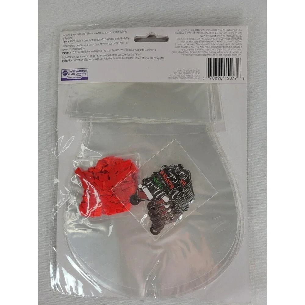 Wilton Christmas Treat Bag Kits 3 packs of 12 Bags With Ribbons & Tags